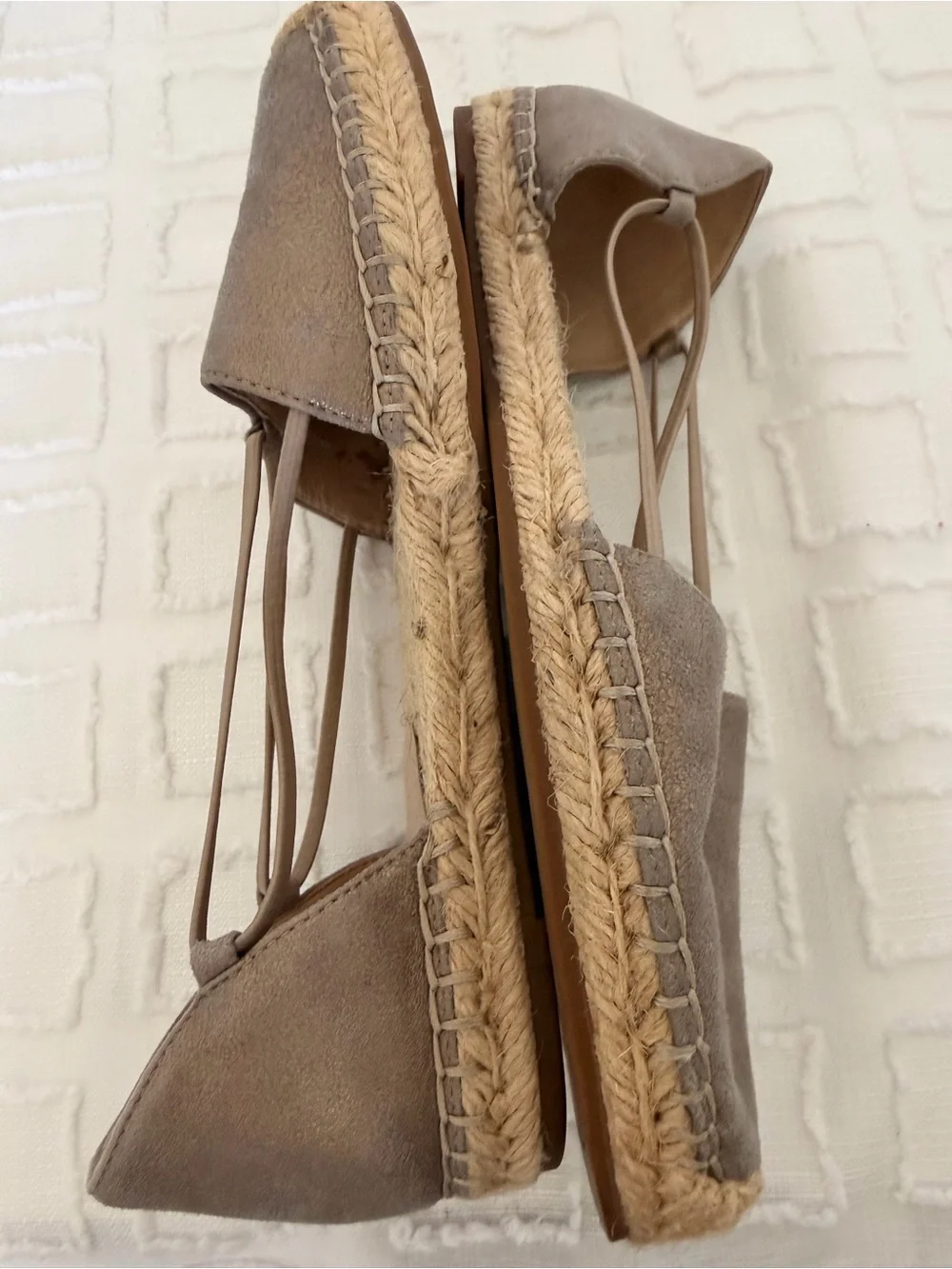 Eileen Fisher Lee Metallic Suede Espadrille Leather Flat Sandals Shoes Size 7.5